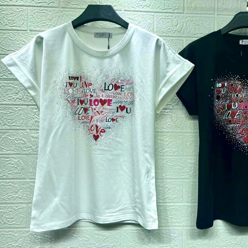 COPY - Valentine's Day T-Shirt White Embellished From Everlynn Apparel New